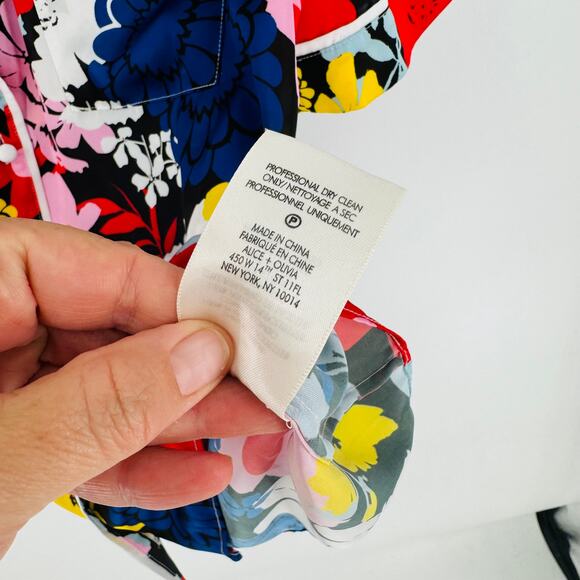 Alice + Olivia Size L Floral Pajama Style Button Down Shirt Multicolor Top - Picture 5 of 7